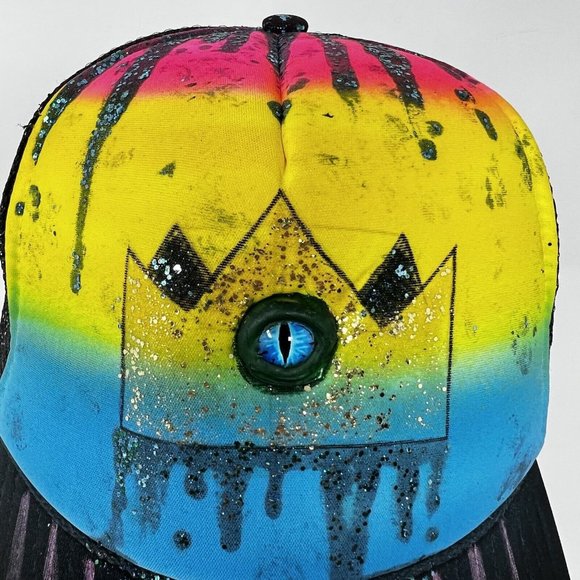 Adjustable Snapback Hat Blue Foam Rope Cord Trucker Cap Artist Piece Vintage VTG - Picture 2 of 7